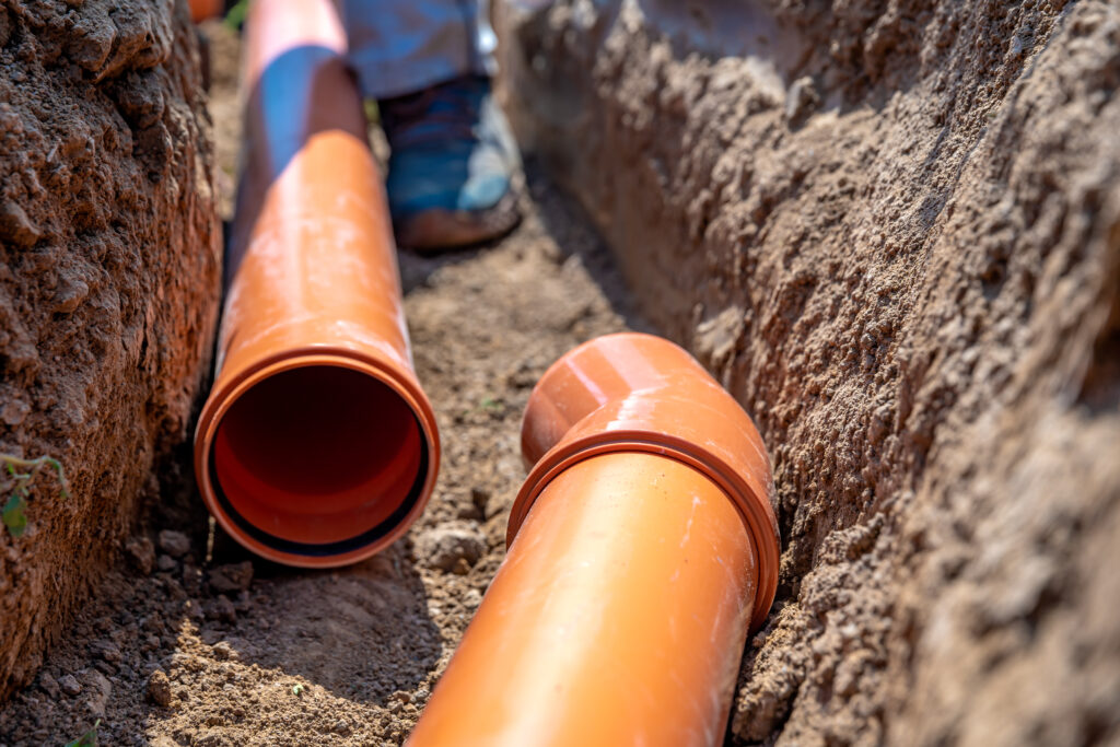 Laying,Drainage,Pipes,Into,The,Ground