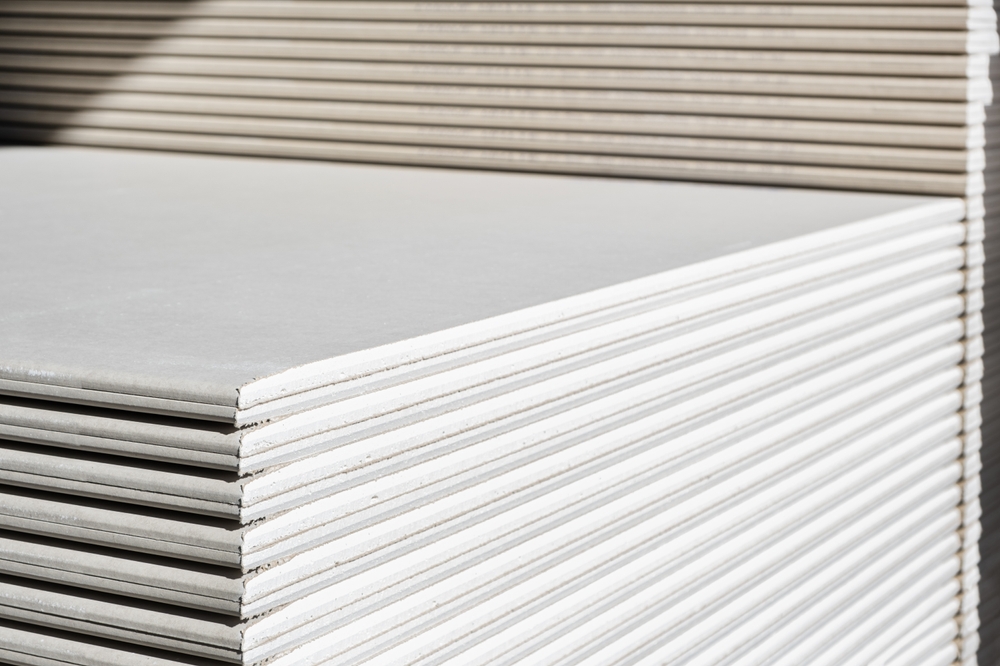 The,Stack,Of,White,Drywall,Standard,Gypsum,Board,Panel.,Plasterboard.