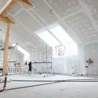 Attic,Finishing,Construction,Site,In,The,Phase,Drywall,Spackling,And