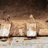 Close,Up,Of,Excavator,Bucket,At,Construction,Site.,Construction,Equipment