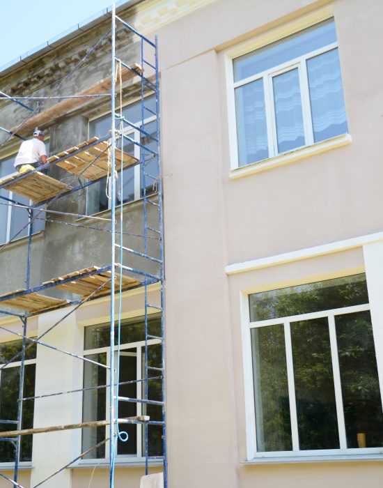 Builder,Contractor,Plastering,External,Walls,Before,Painting,Outside,House,Facade.