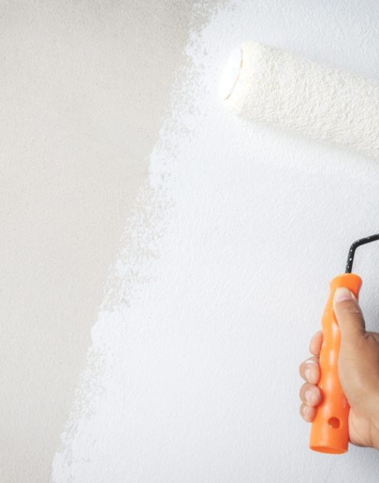 Roller,Brush,Painting,,Worker,Painting,On,Surface,Wall,Painting,Apartment,