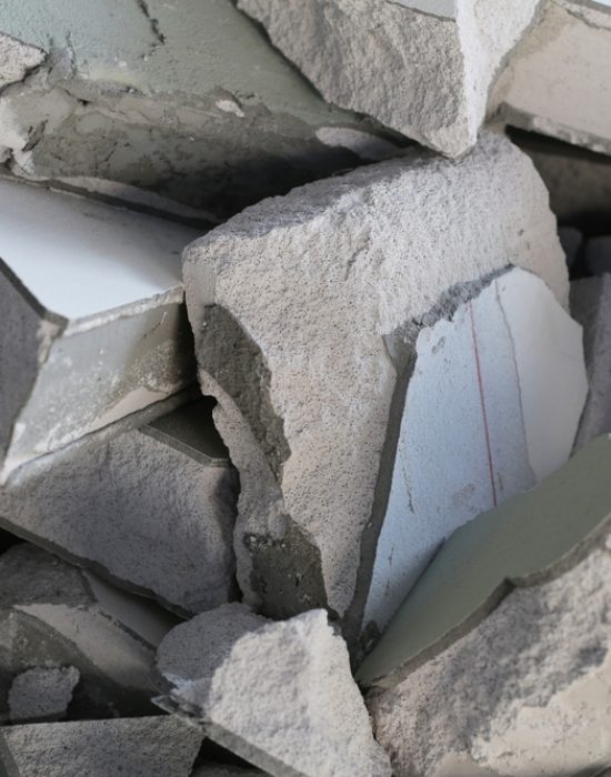 Broken,Concrete,,Piles,Of,Lightweight,Construction,Bricks,After,House,Demolition